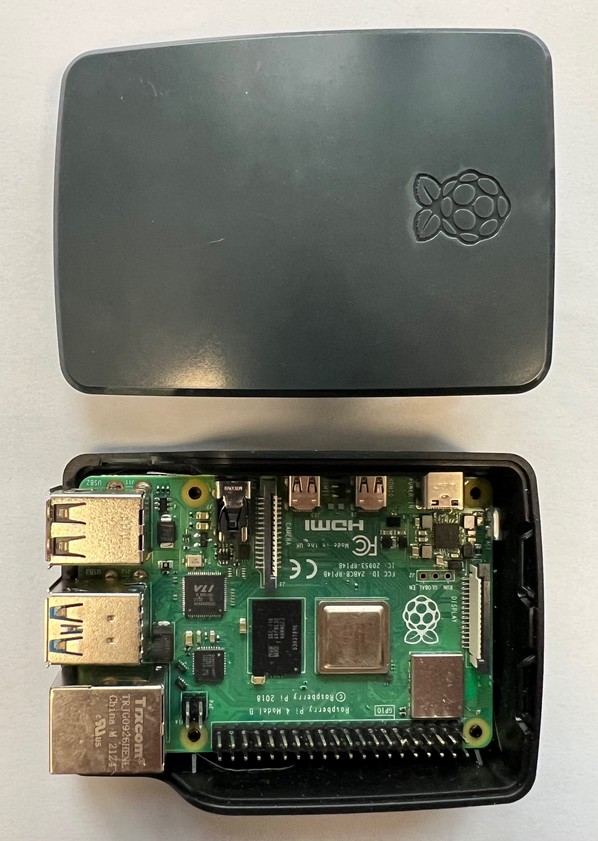 Raspberry Pi 4 in its enclosure