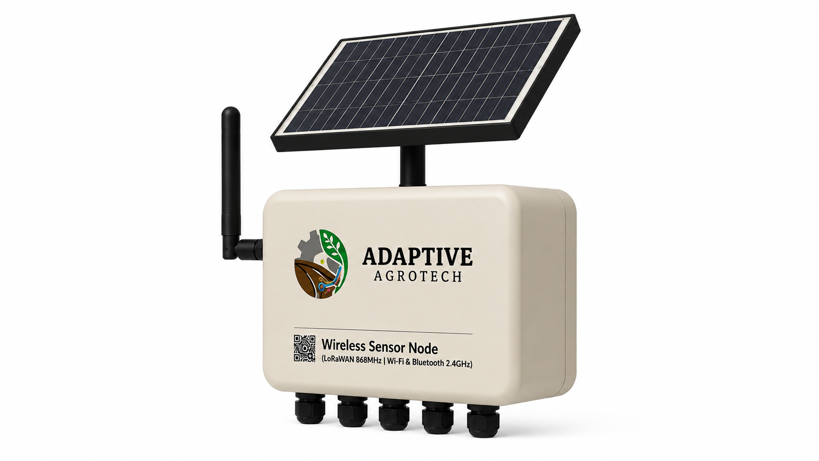 Adaptive Agrotech SensorMate Plus LoRaWAN wireless sensor node angled view