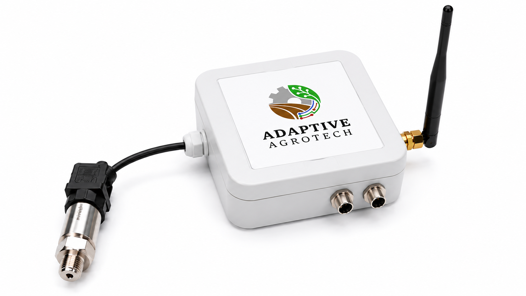 Adaptive Agrotech Pressure Sensor with stainless steel pressure transducer and wireless antenna